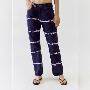 UO Urban Renewal Remade Levi's Overdyed Purple Bleach Stripe Jean XS